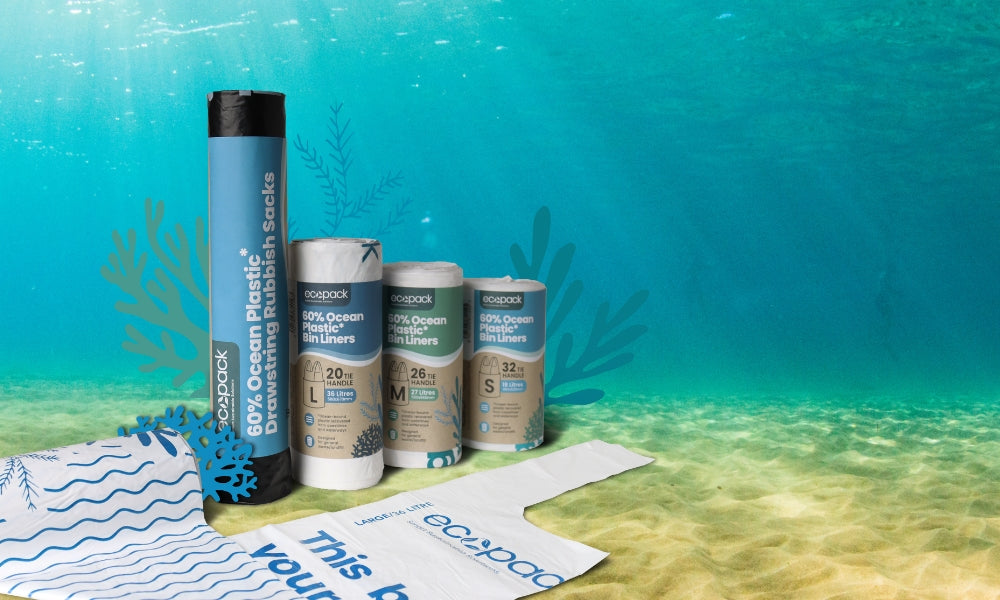 Ocean plastic bin liners made from audited ocean-bound plastic