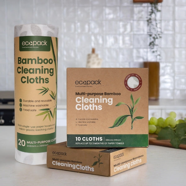 Bamboo cleaning cloths dispenser box and roll
