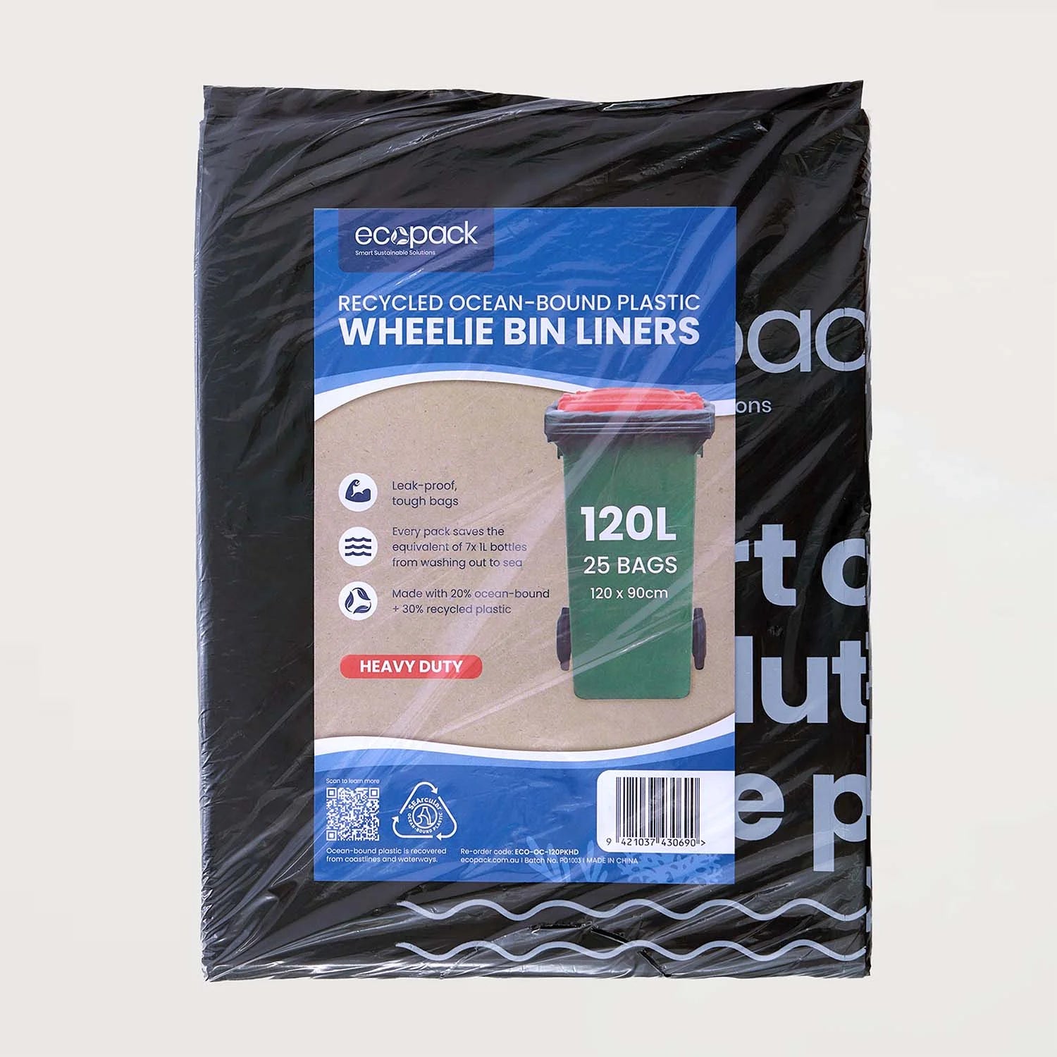 Ecopack 120L Recycled Wheelie Bin Liners - Heavy Duty