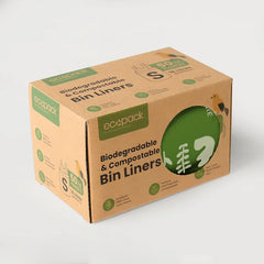 Ecopack 18L compostable bin liners with tie handle dispenser box