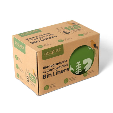 Ecopack 18L compostable bin liners with tie handle dispenser box