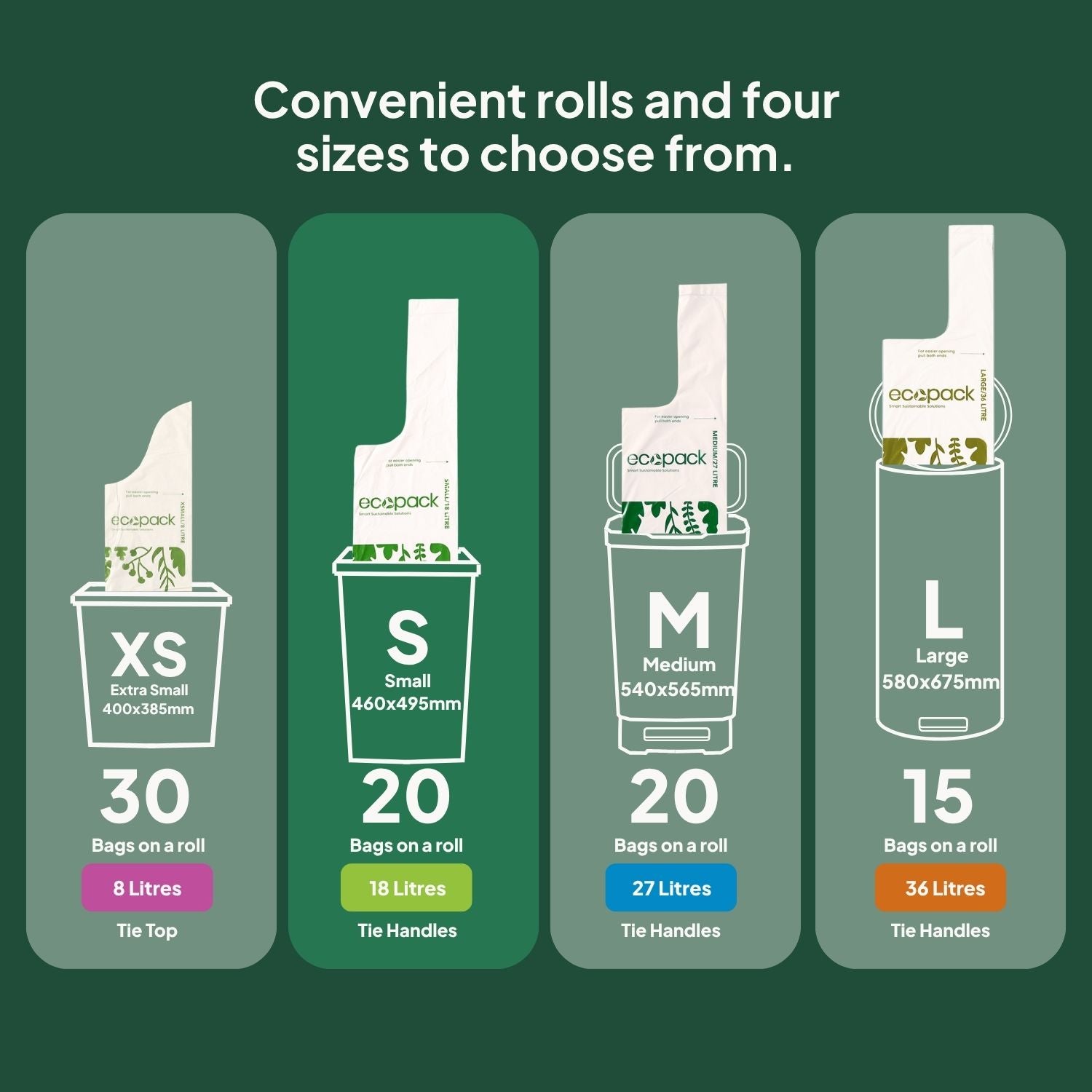 Ecopack Compostable Bin Liners Different Sizes (S)
