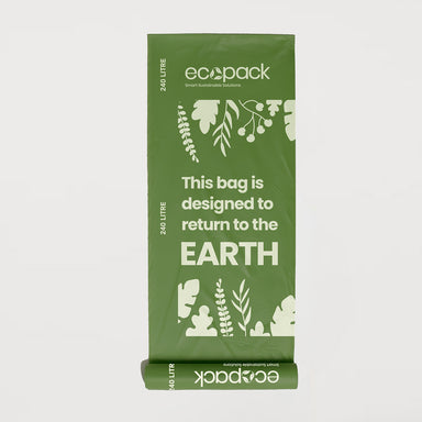 Ecopack 240L compostable bin liner laid flat on a clean background