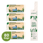 Four rolls of 27L compostable bin liners with a flat bag displayed