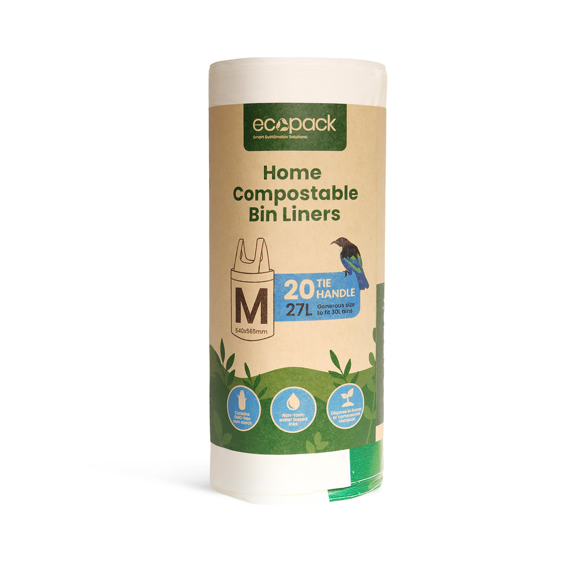 Vertical roll of 27L compostable bin liners