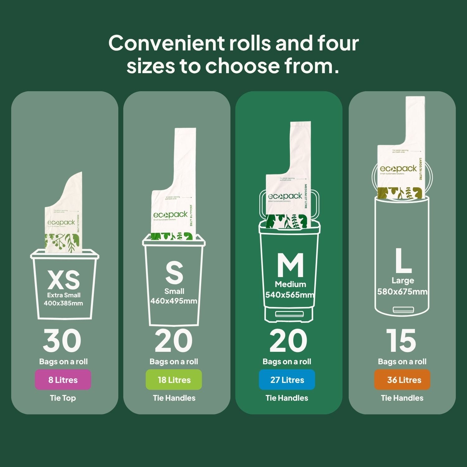 Ecopack Compostable Bin Liners Different Sizes (M)