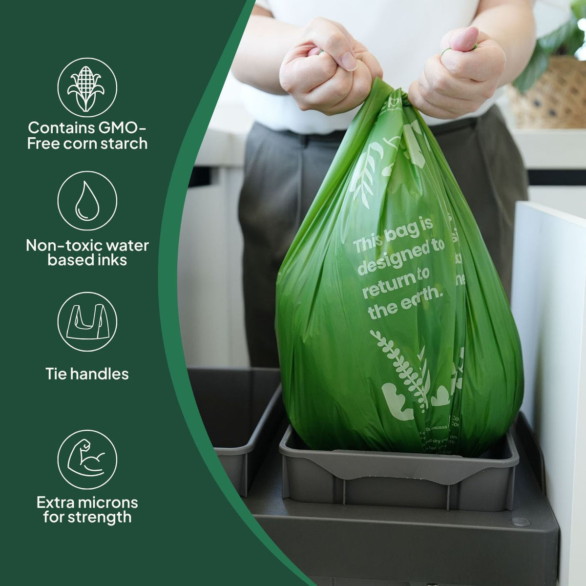 Ecopack 27L Compostable Green Bin Liners Dispenser Box Overview