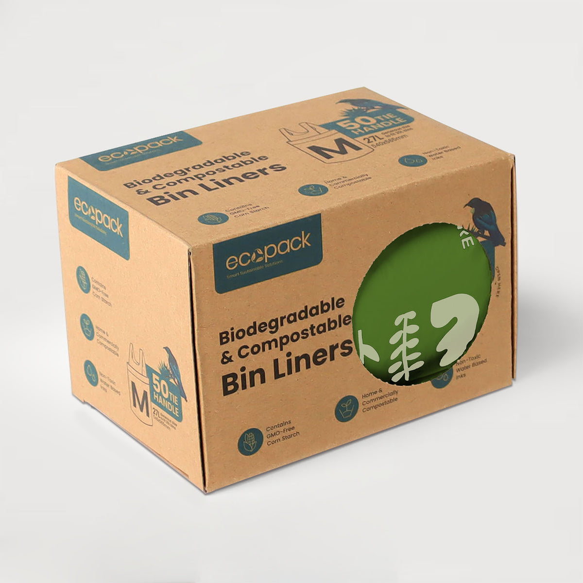 Ecopack 27L Compostable Green Bin Liners Dispenser Box