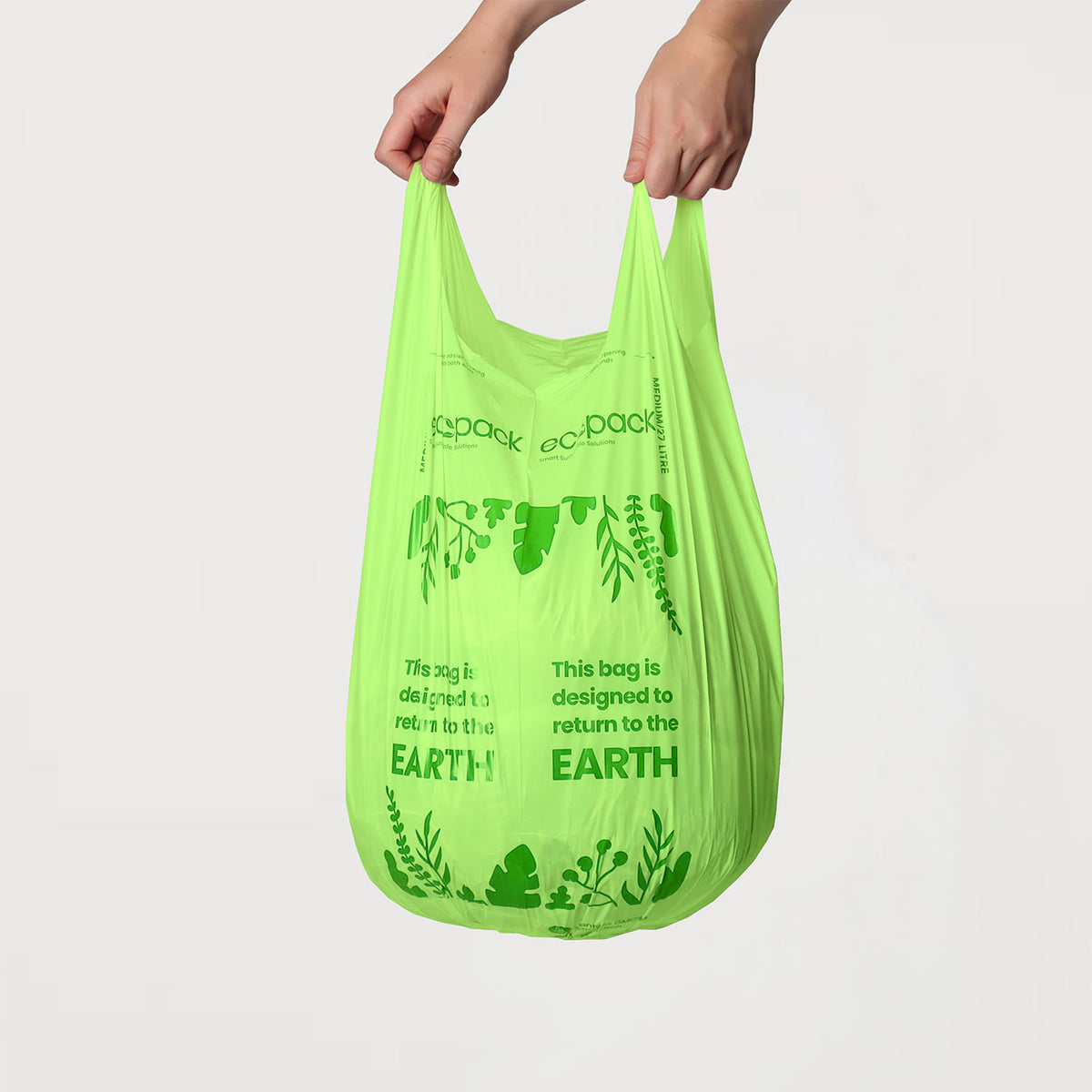 Ecopack 27L Compostable Lime Green Bin Liners Dispenser Box Bag