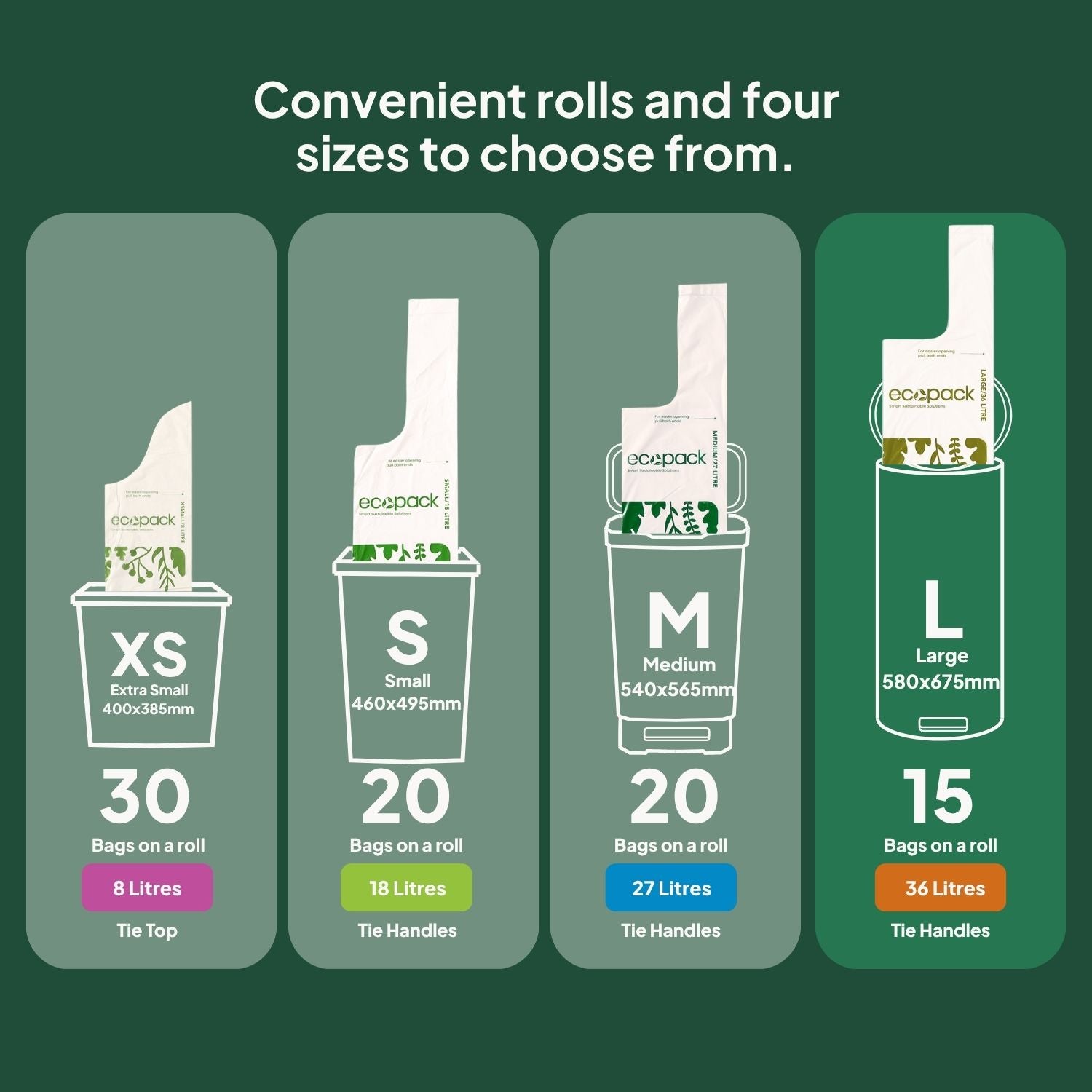 Ecopack Compostable Bin Liners Different Sizes (L)