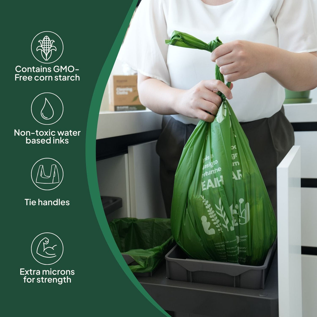 Ecopack 36L Compostable Green Bin Liners Dispenser Box Overview