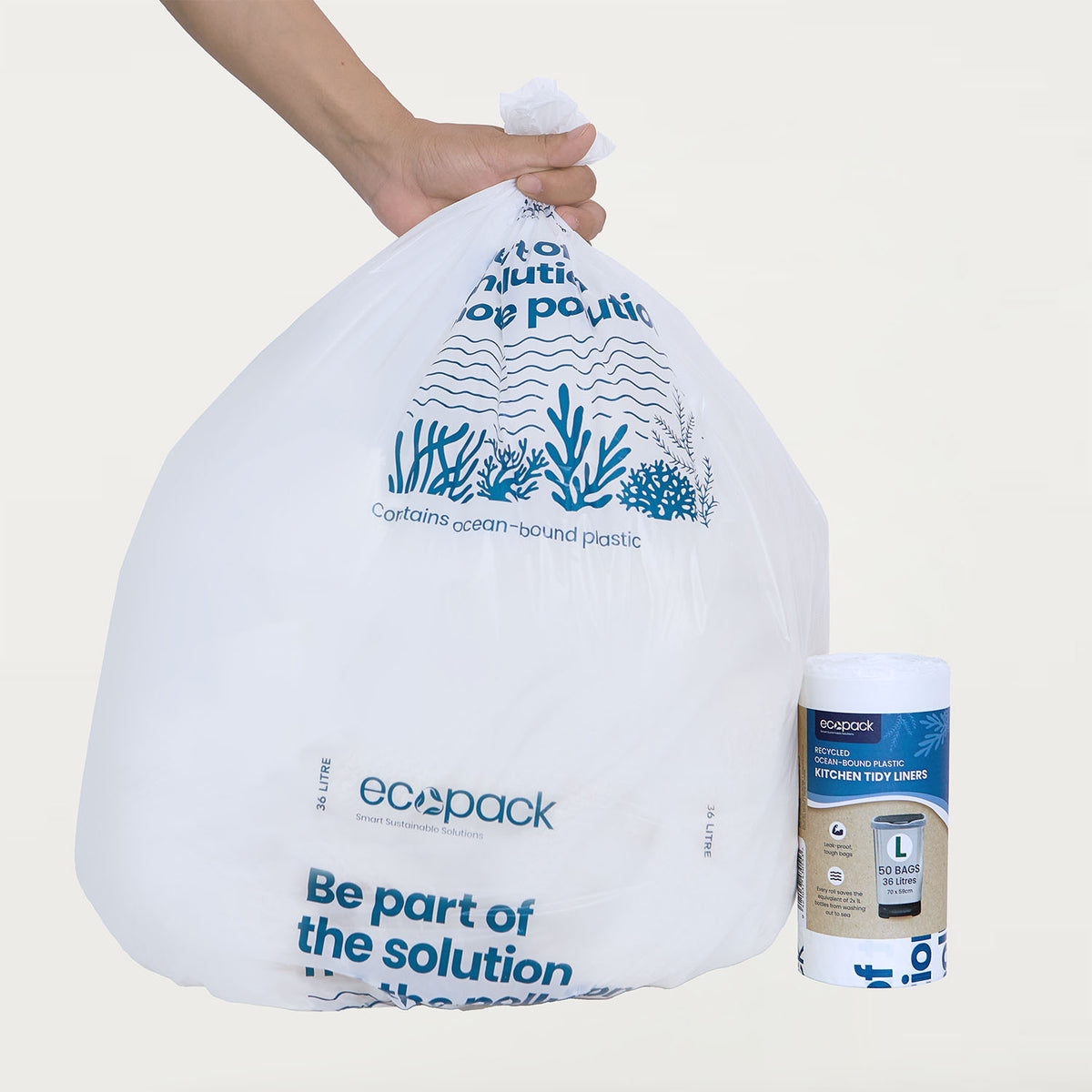 Ecopack 36L Ocean Bound Recycled Plastic Bin Liners Bag