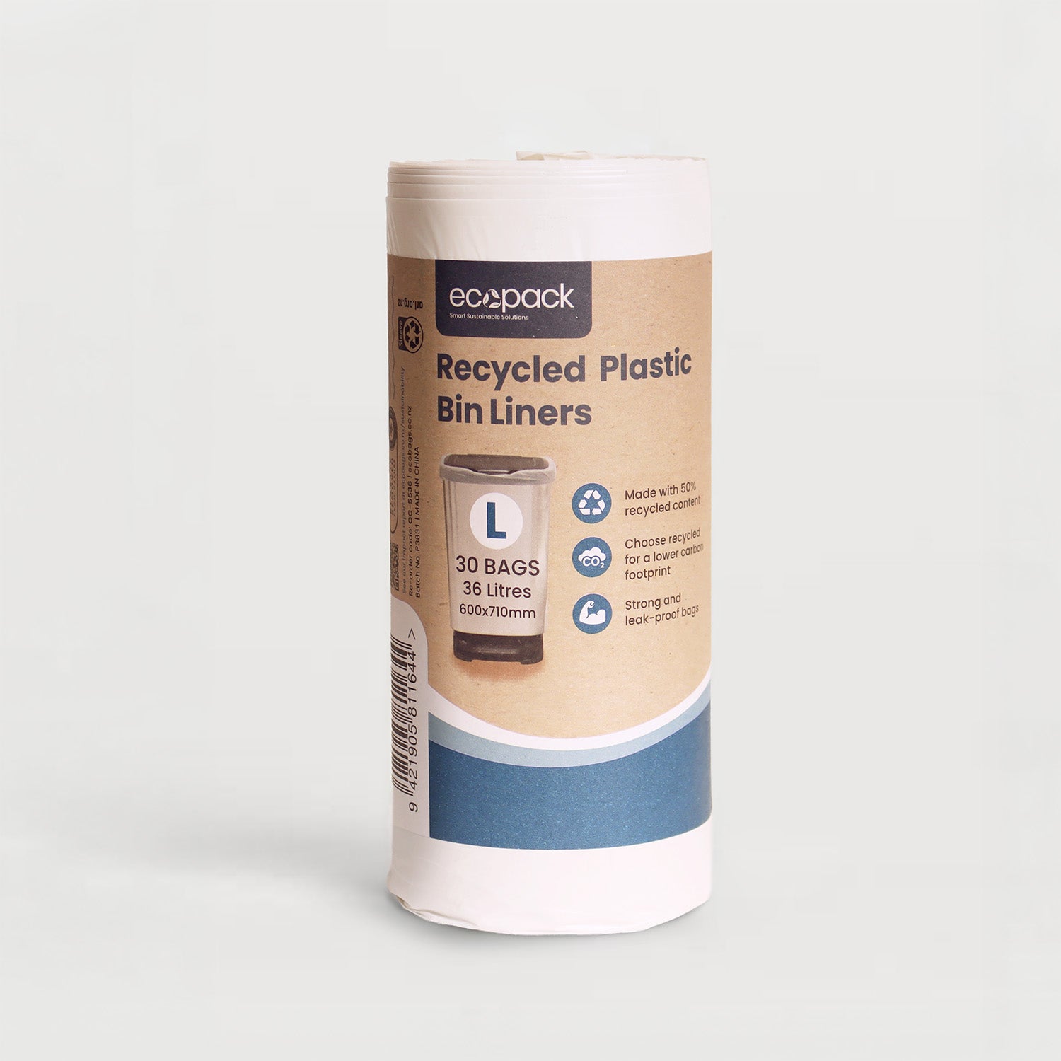Ecopack 36L Recycled Plastic Bin Liners