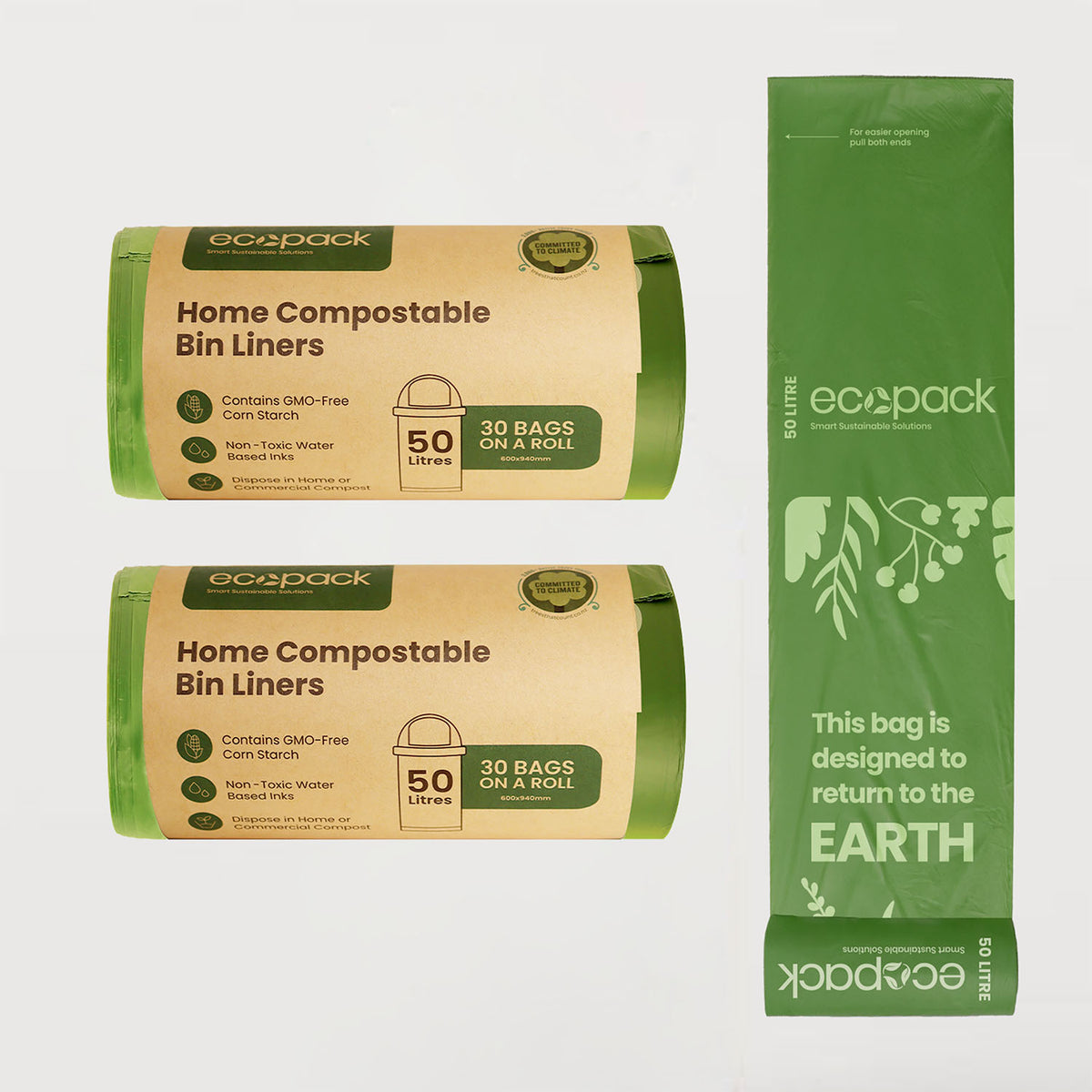 Ecopack Compostable Garbage Bags 2 Rolls Bundle