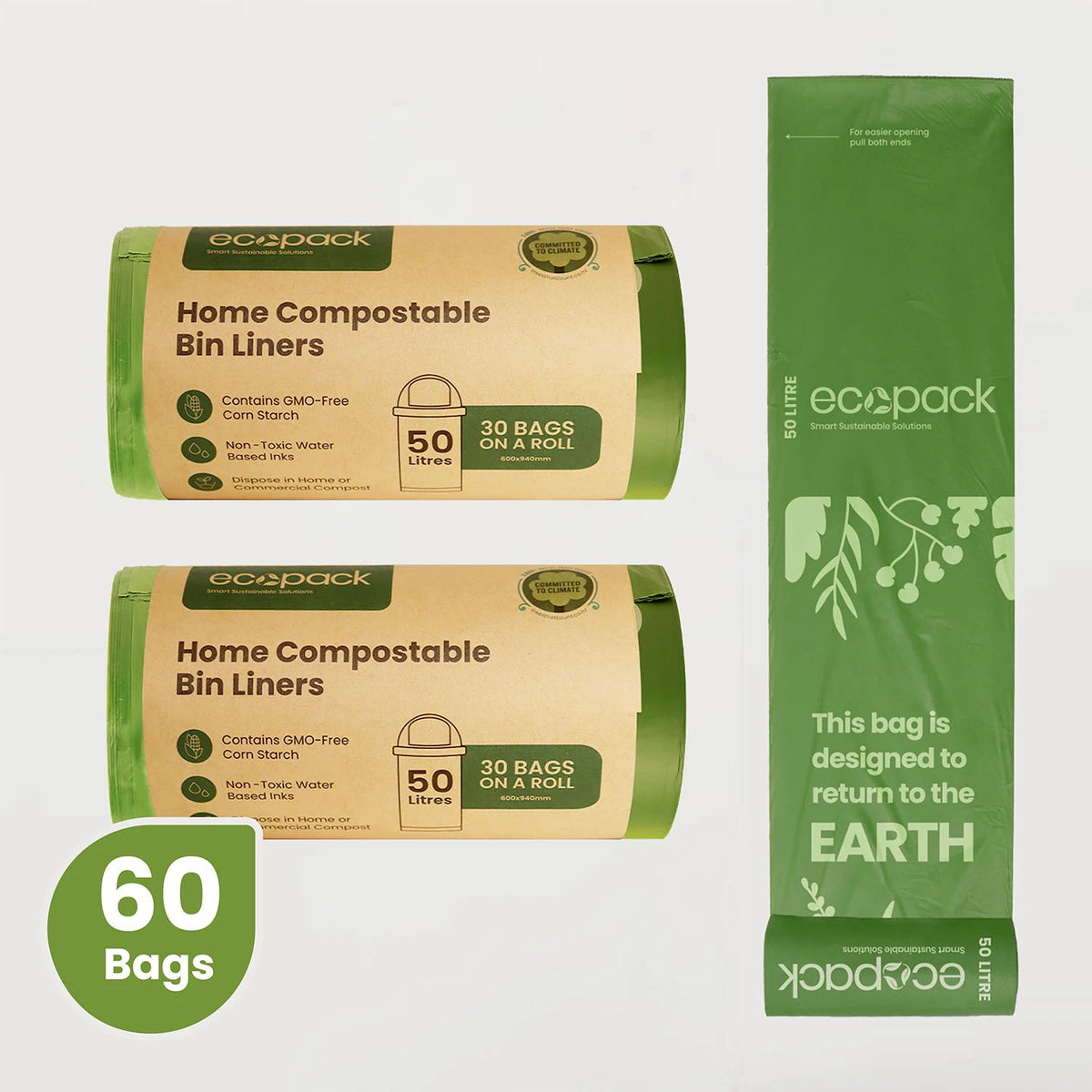 Ecopack Compostable Garbage Bags 2 Rolls Bundle