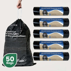 Ecopack 70L XL Recycled Plastic Garbage Bags (5 Roll/50 Bags)