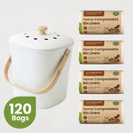Ecopack Compost Bin Set: Bamboo Caddy + 8L Compostable Bin Liners