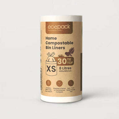 Ecopack 8L compostable bin liners roll standing vertically