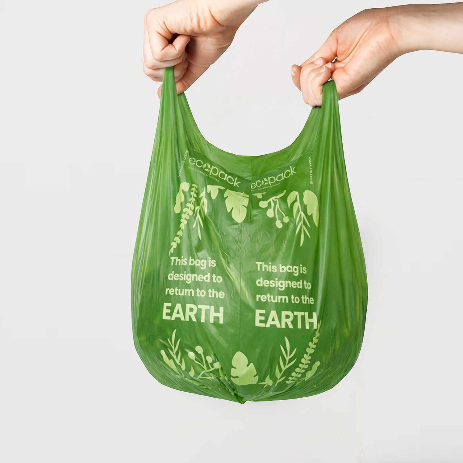 Ecopack 8L Green Compostable Bin Liner with Tie Handle