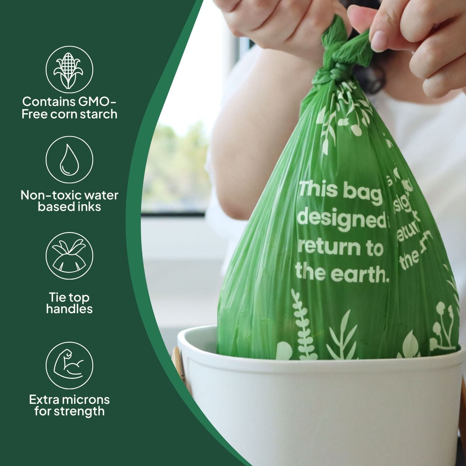 Ecopack 8L Compostable Green Bin Liners Dispenser Box Overview