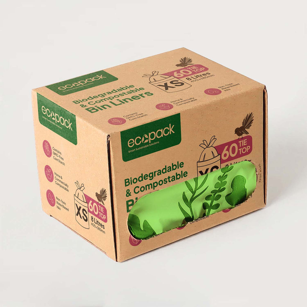 Ecopack 8L Compostable Bin Liners Dispenser Box
