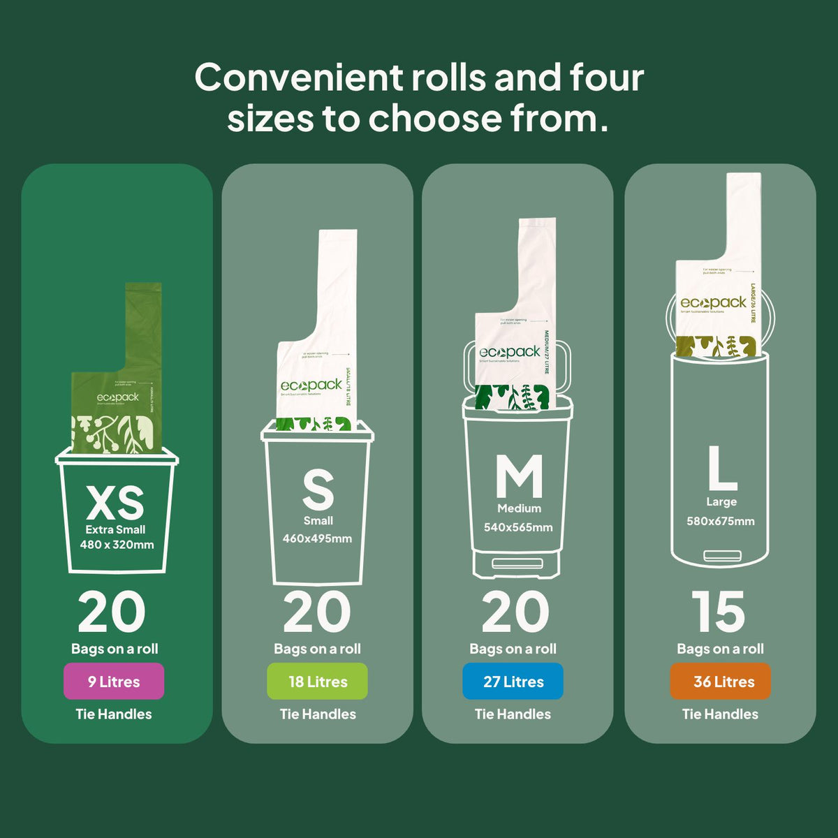Ecopack Compostable Bin Liners Refills Different Sizes (XS)