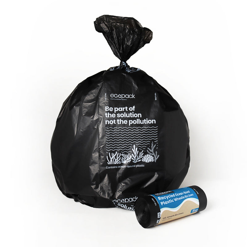120L Ocean-Bound Recycled Plastic Wheelie Bin Liners/Garbage Bags (Roll) - All Purpose