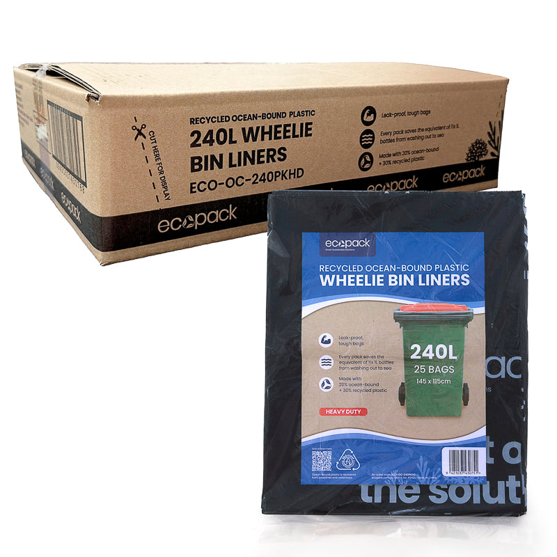 Ecopack 240L Recycled Wheelie Bin Liners Heavy Duty
