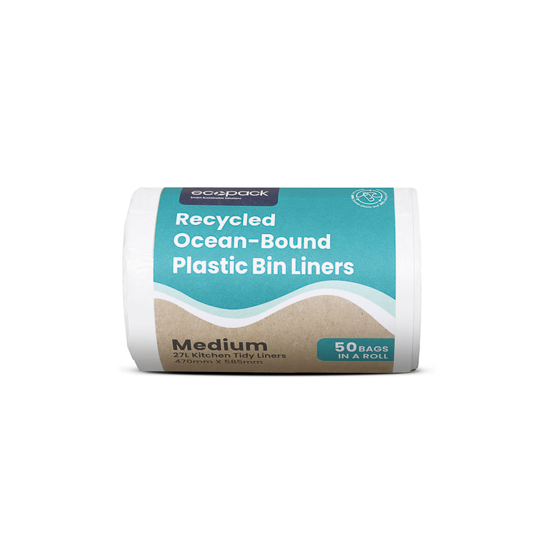 27L Recycled Ocean-Bound Plastic Bin Liners(Roll of 50)-Heavy Duty