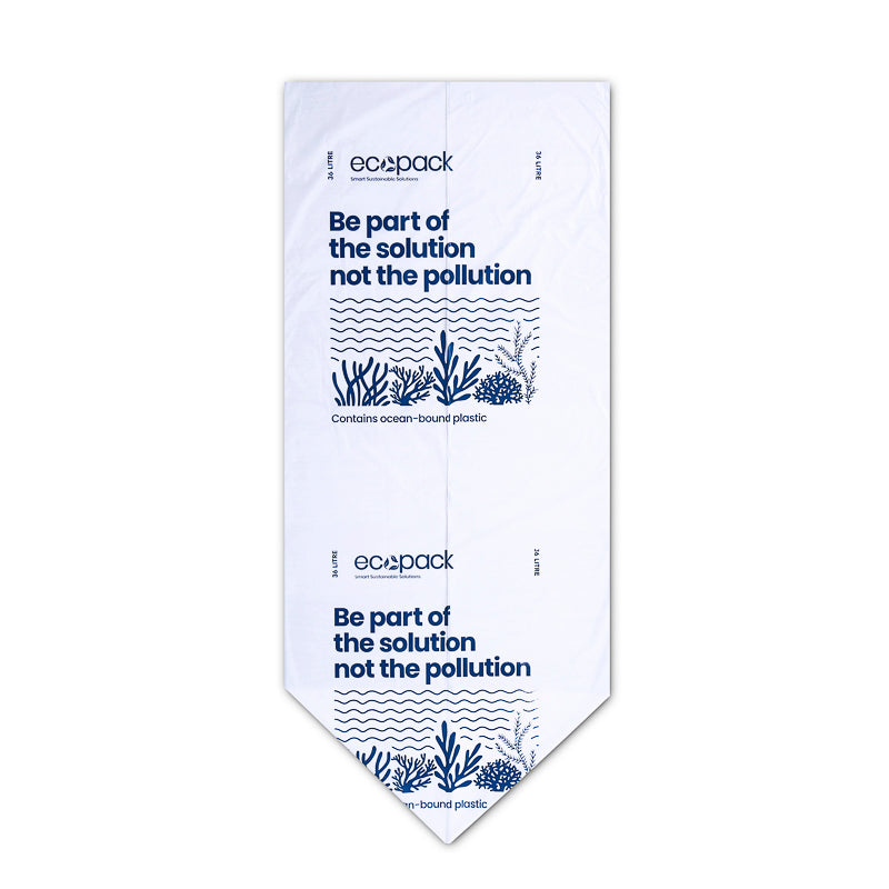 36L Recycled Ocean-Bound Plastic Bin Liners (Roll of 50)
