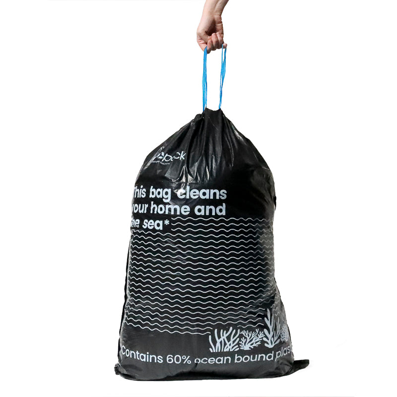 70L XL Ocean-Bound Recycled  Plastic  Bin Liners with Drawstring- Heavy Duty