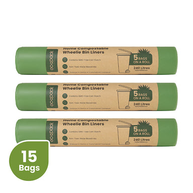 Ecopack 240L Compostable Wheelie Bin Bags - 3 pack