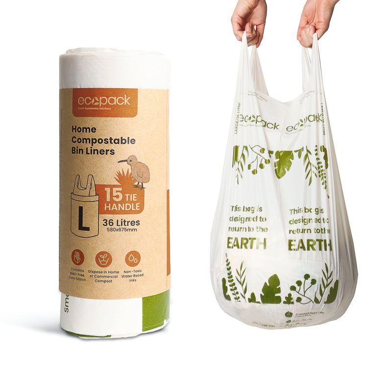 Ecopack 36L Compostable Bin Liners Large (1 Roll/15 Bags)