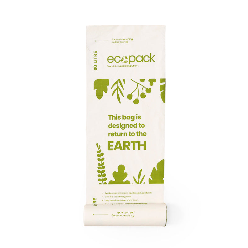 Ecopack 80L Compostable Garbage Bags front view