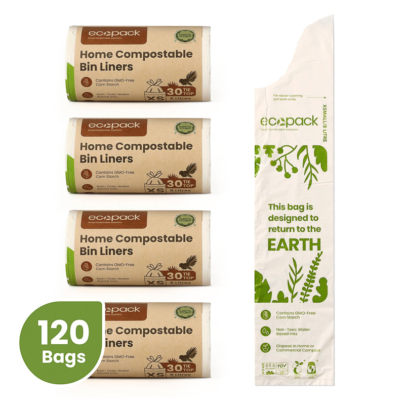 Ecopack Compostable/Biodegradable Caddy Liners - 4 x 120 bags