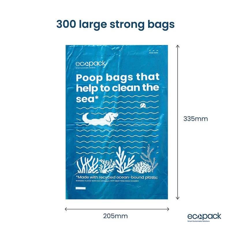 Recycled Plastic Dog Poop Bags Dimensions_300 Bags