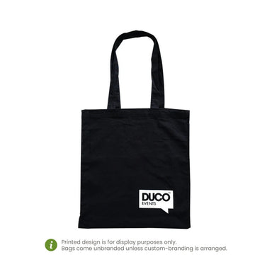 Promotional black cotton calico tote bag