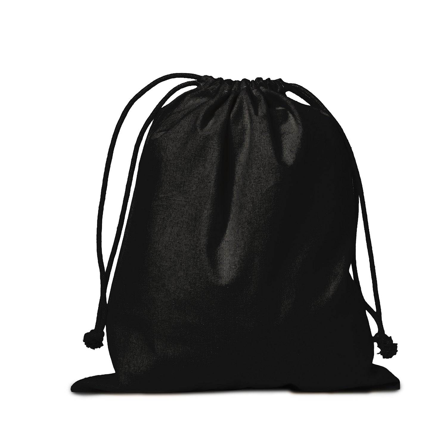 Ecobags Large Black Cotton Calico Drawstring Tote Bag