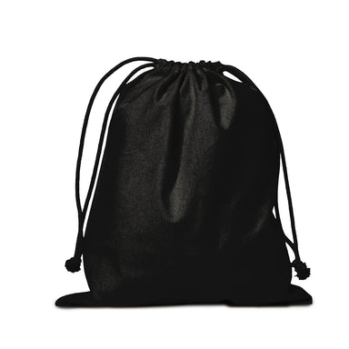 Ecobags Large Black Cotton Calico Drawstring Tote Bag