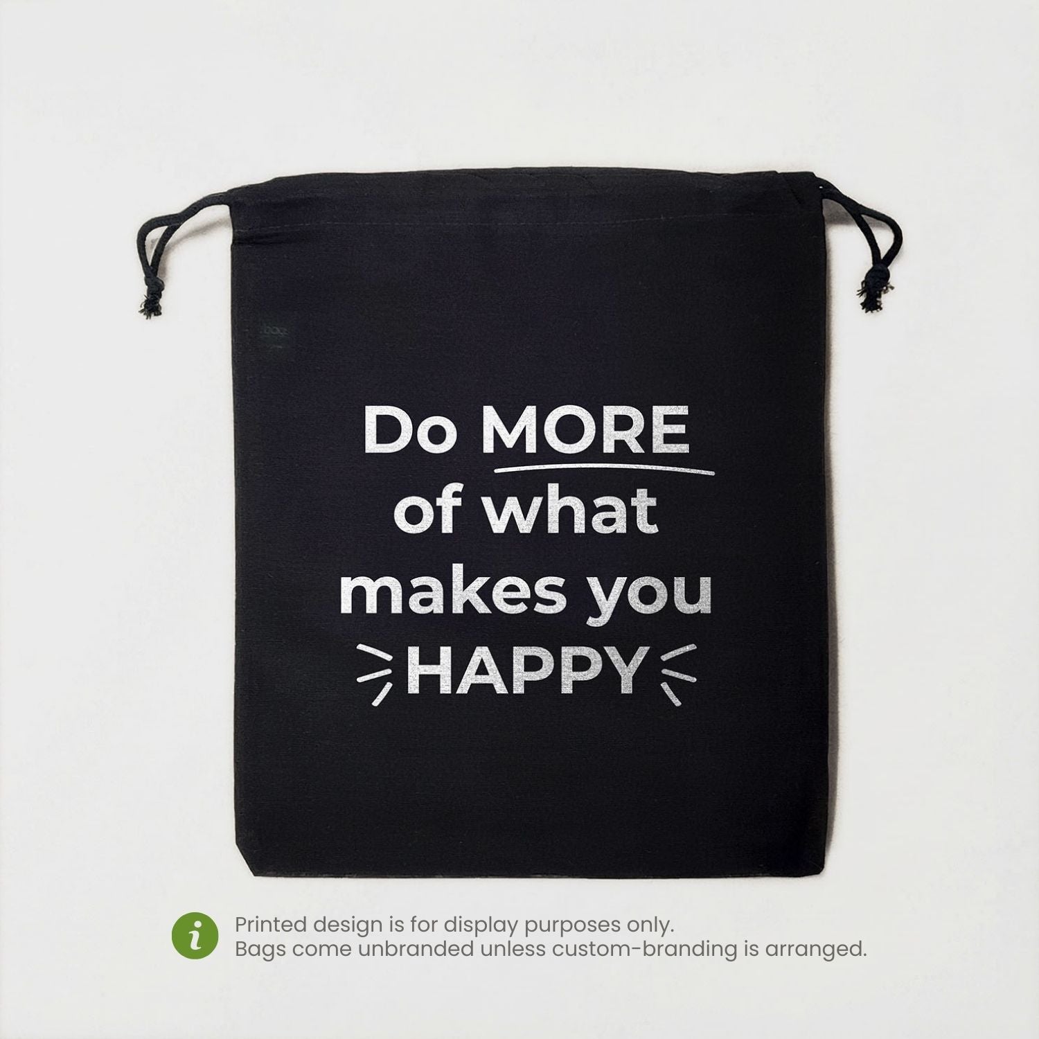 Ecobags Black Calico Drawstring Bag (Large)