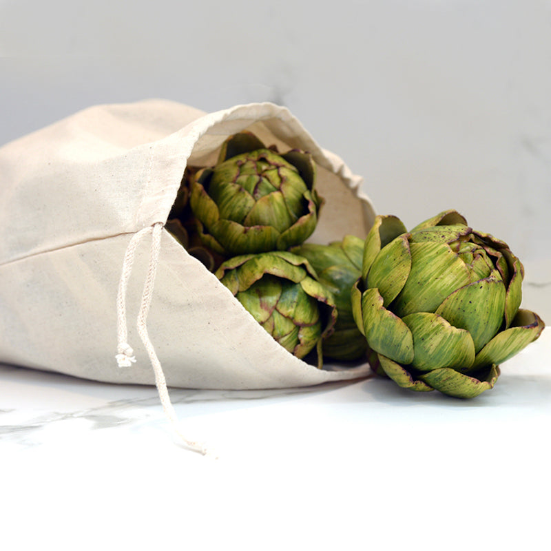 Large Drawstring Tote Bag Natural Cotton Calico