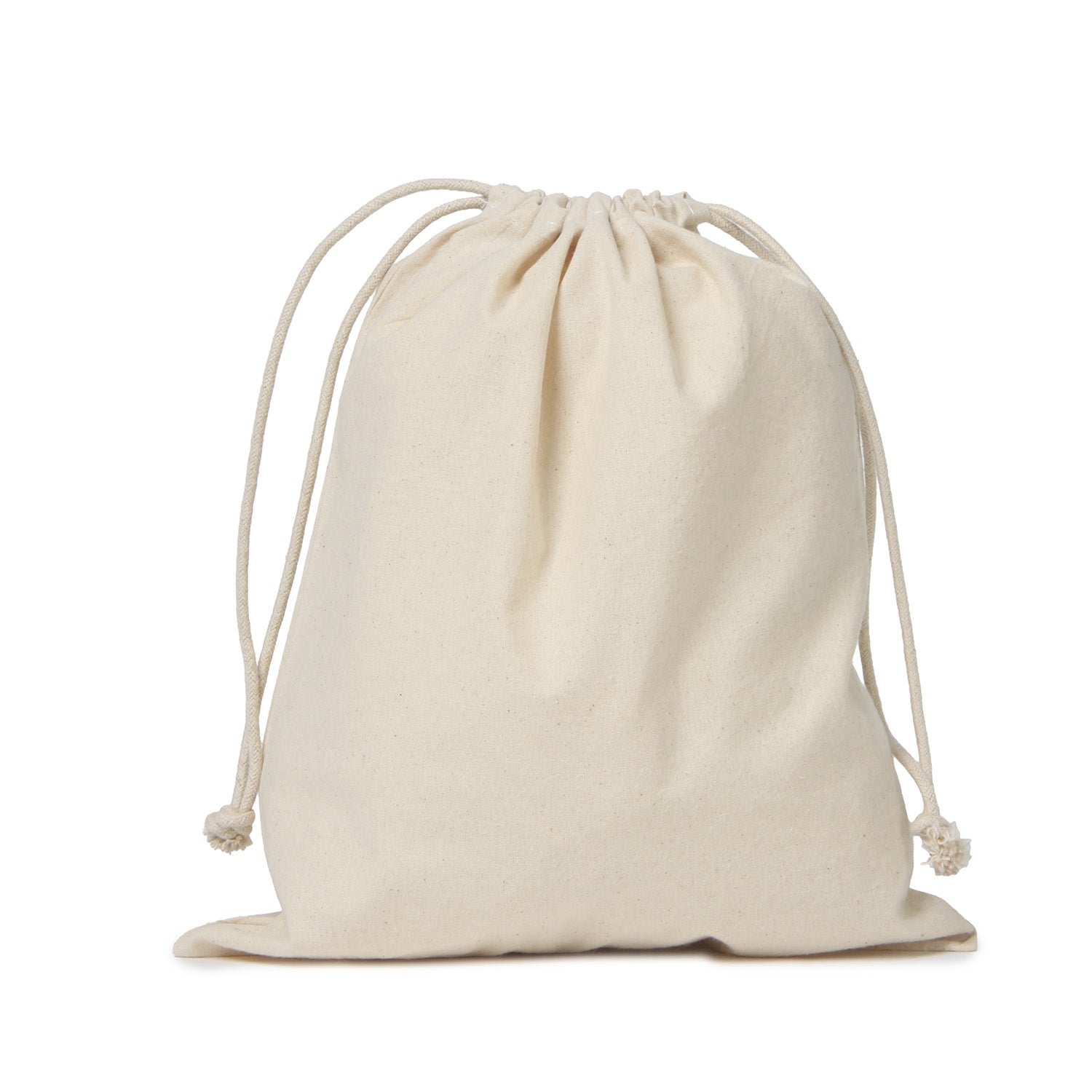 Large Drawstring Tote Bag Natural Cotton Calico