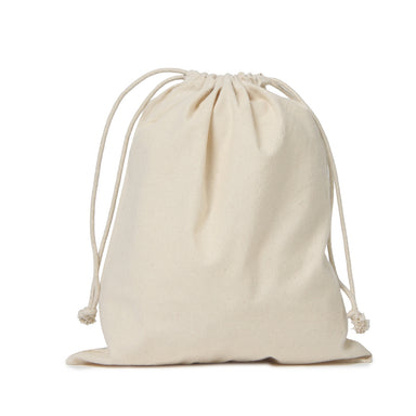 Large Drawstring Tote Bag Natural Cotton Calico