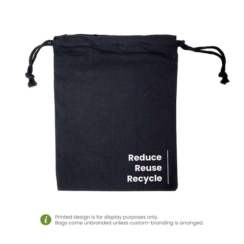 EC-15B Black Calico Drawstring Bag (Medium)