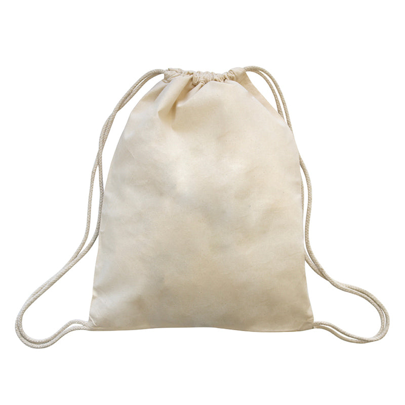 Natural Cotton Calico Drawstring Backpack Customisable