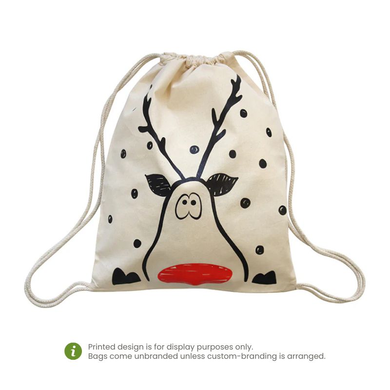 Ecobags Natural Calico Drawstring Backpack/Sling Bag