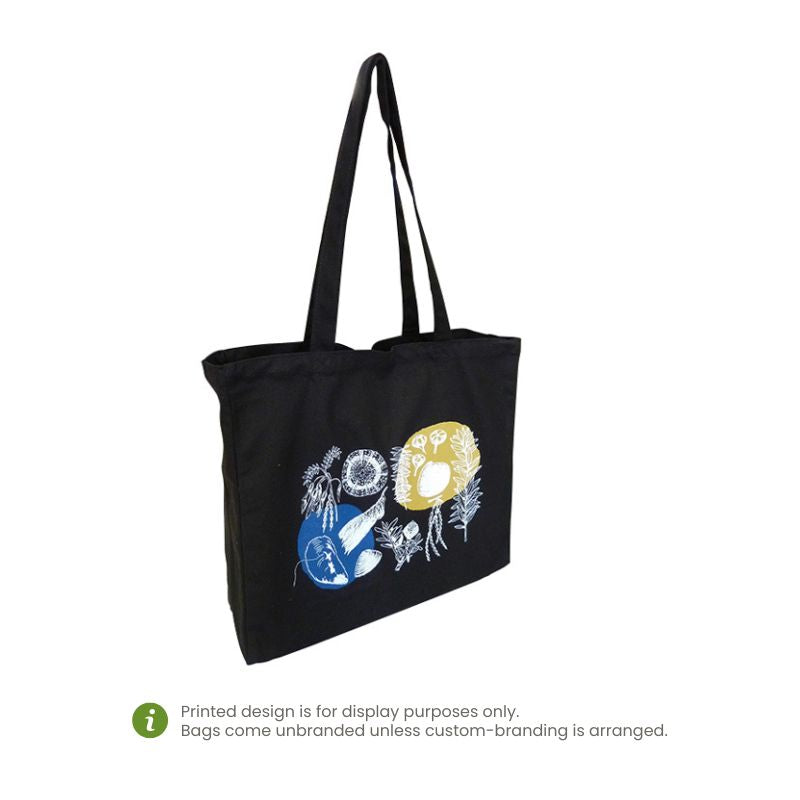 ECV-14-ORGANIC Black Canvas Tote Bag with Gusset