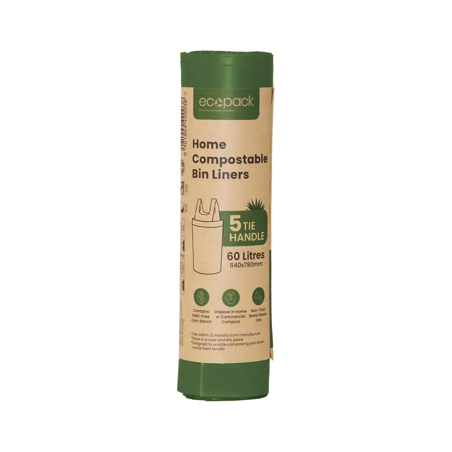 Ecopack 60L Compostable Bin Liners Bundle (4 Rolls/20 Bags)