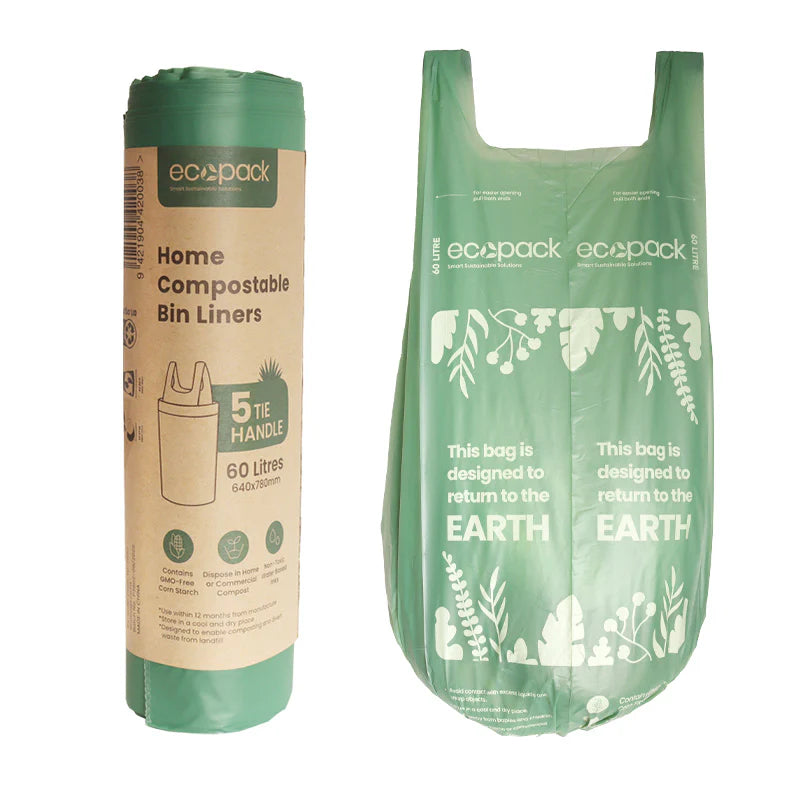 Ecopack 60L Compostable Bin Liners (1 Roll/5 Bags)