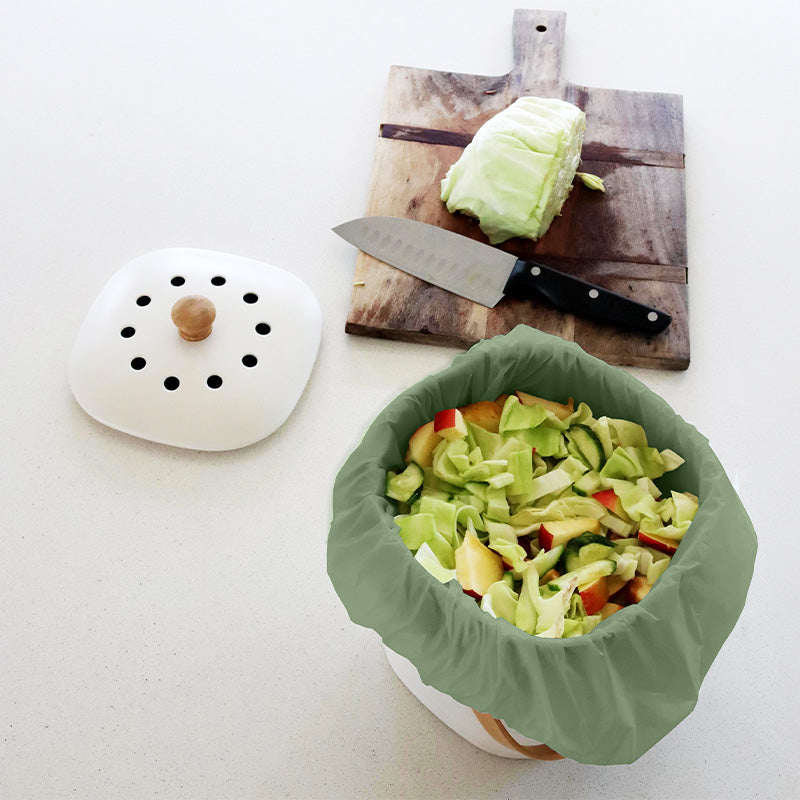 Ecopack 8L Green Compostable Bin Liners - Tie Handles (1 Roll/30 Bags)